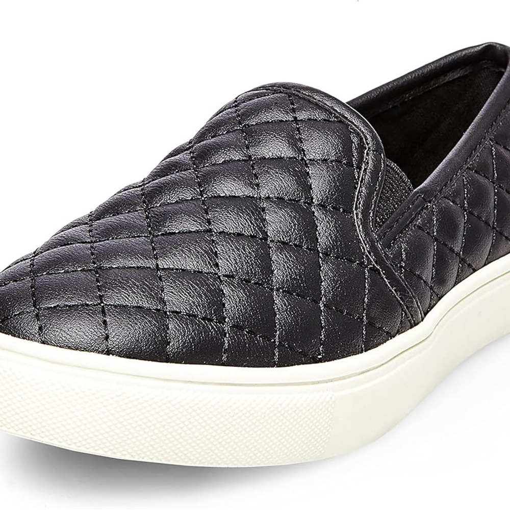 Quilted Black Slip-On Sneakers